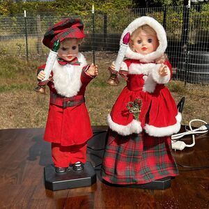 Vintage 90s Motionette Christmas Animated Victorian Caroler Choir Boy And Girl